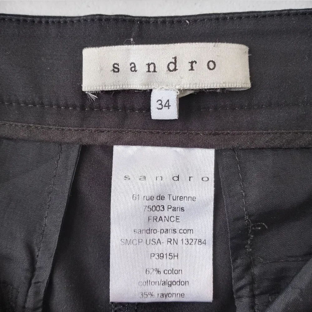 Sandro Paris Women’s Tailored Dress Black  Pants EU 34 US 2 Cotton - Picture 8 of 16